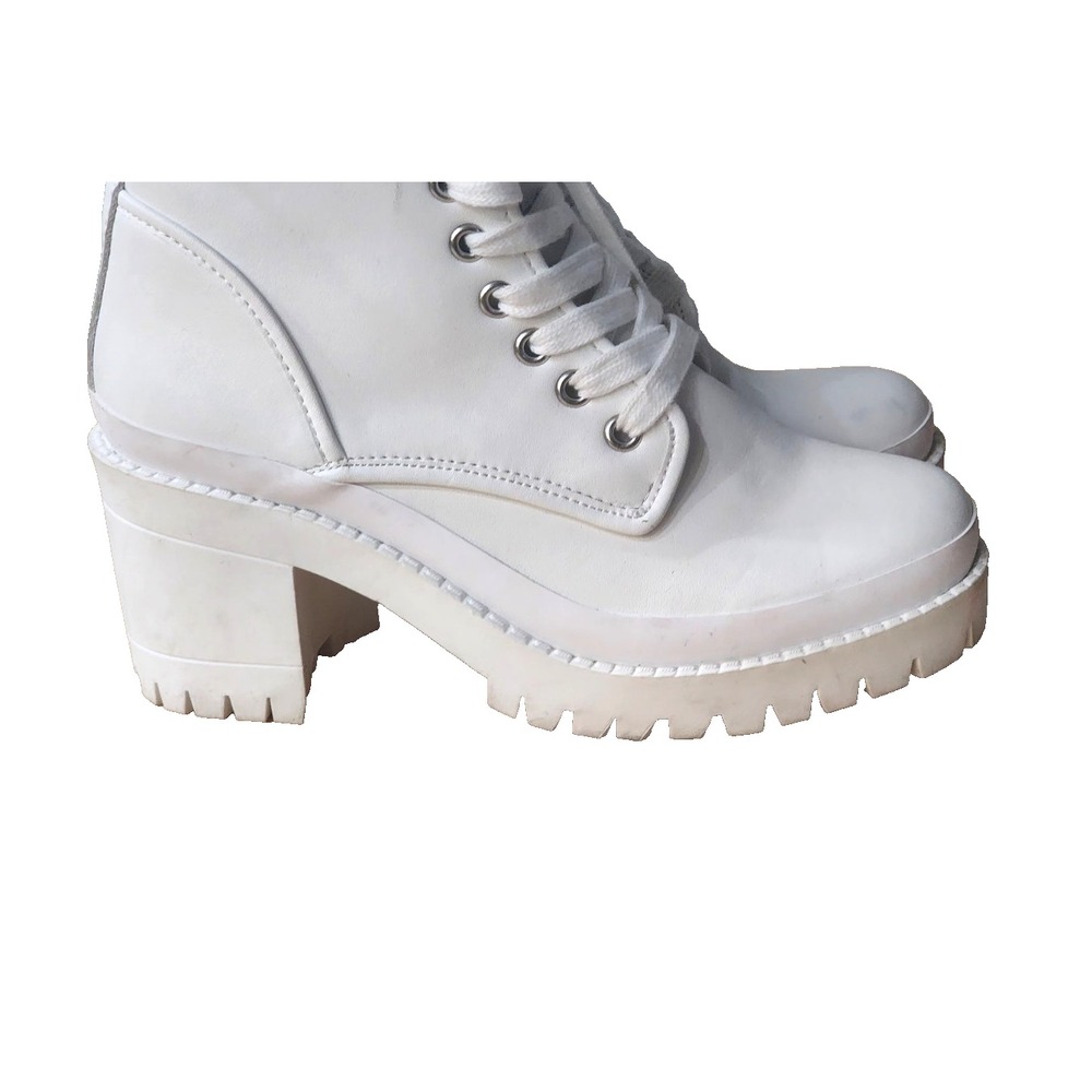 Steve Madden Women's Bloomed White BL000361 Leather Lace-Up Boots Size 7.5 - Picture 4 of 16